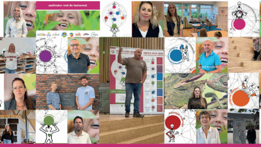 Afbeelding met fragmenten uit de video die vertoond is op de stichtingsdag.